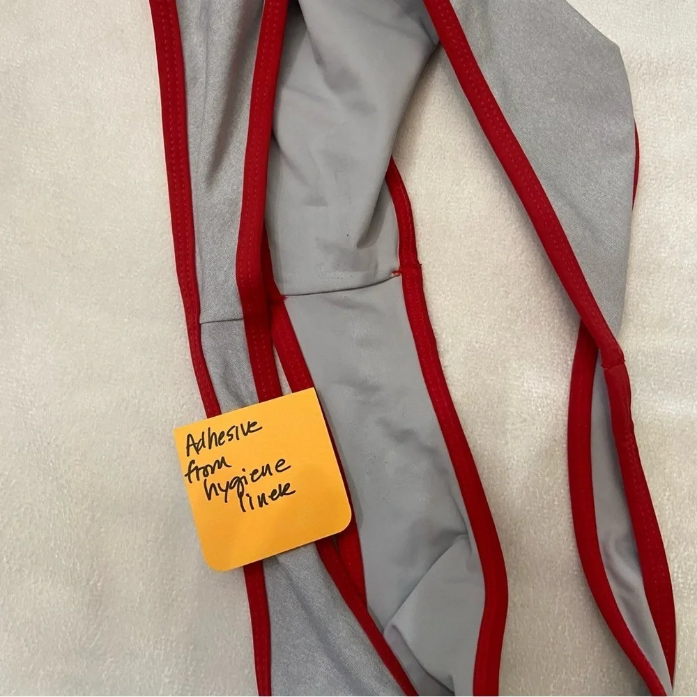 New! Frankie's Bikinis Dove Red and Gray binded Bikini Bottom 3999